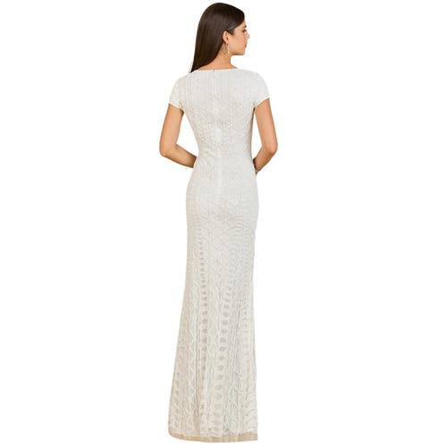Lara New York Beaded V-neckline Dress With Cap Sleeves In White