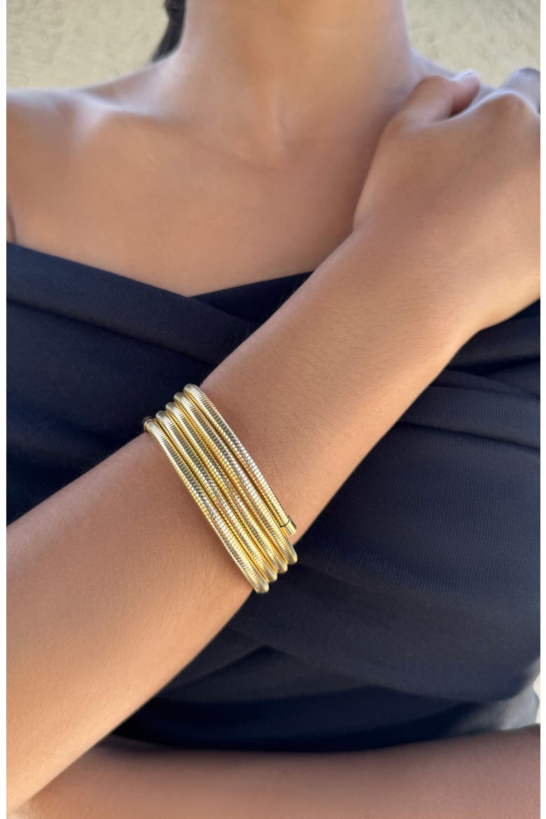 Flexible Coil Stack Bracelet, Alternate, color, GOLD