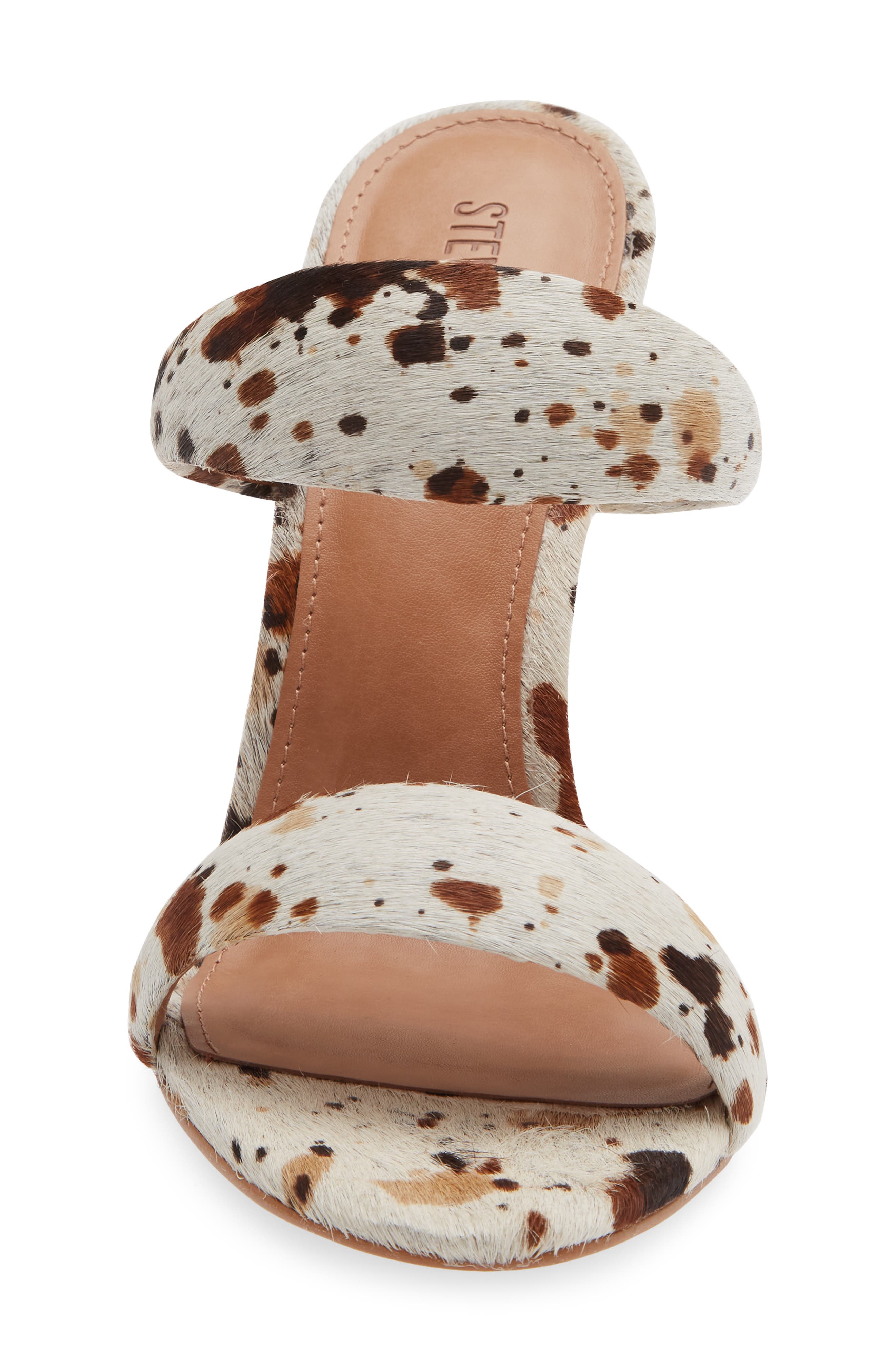 Steve Madden Saturn Genuine Calf Hair Slide Sandal, Alternate, color, White/ Camel