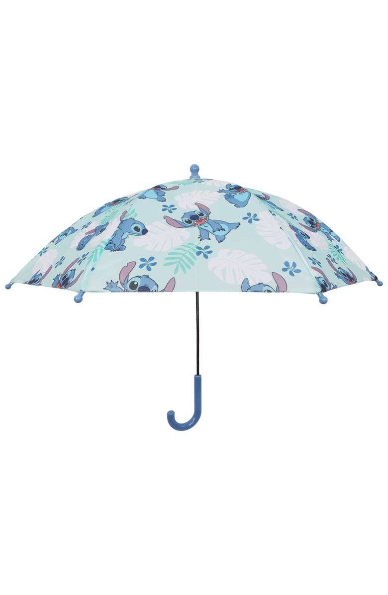 Disney Stitch Tropical Leaf Kids Umbrella, Main, color, Teal