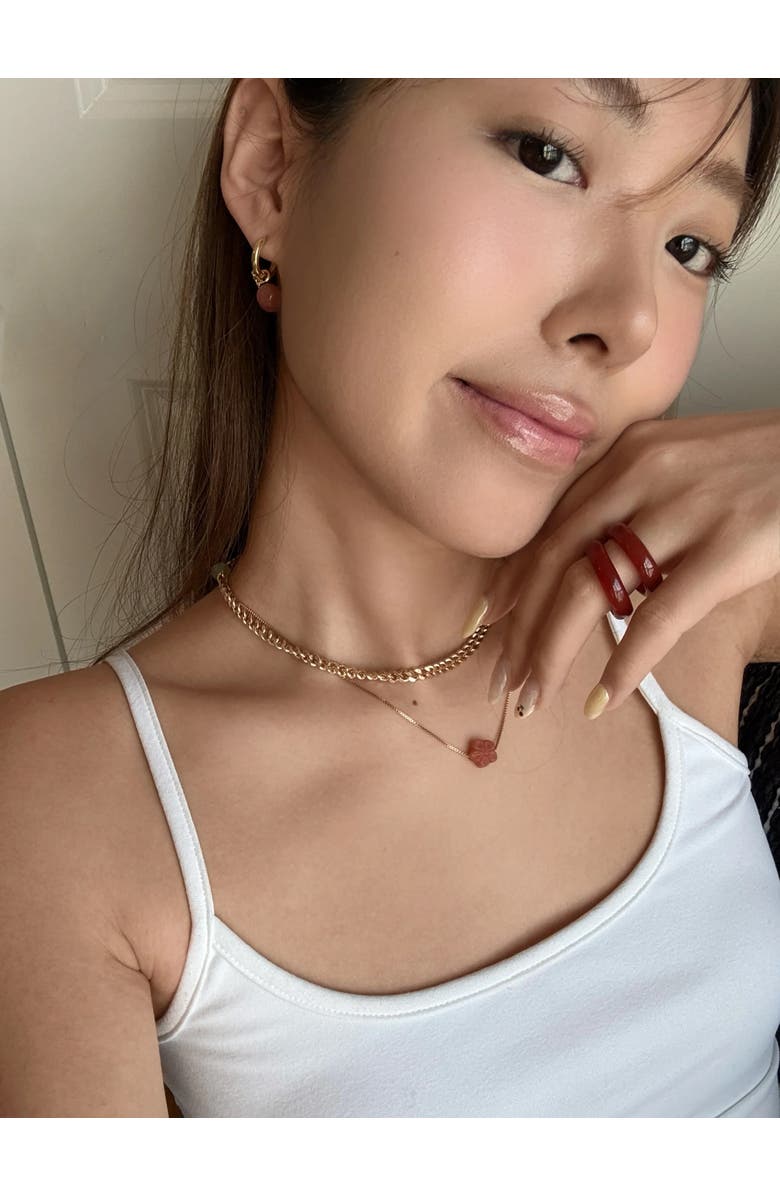 seree Persimmon Dark orange jade stone ring, Alternate, color, Red