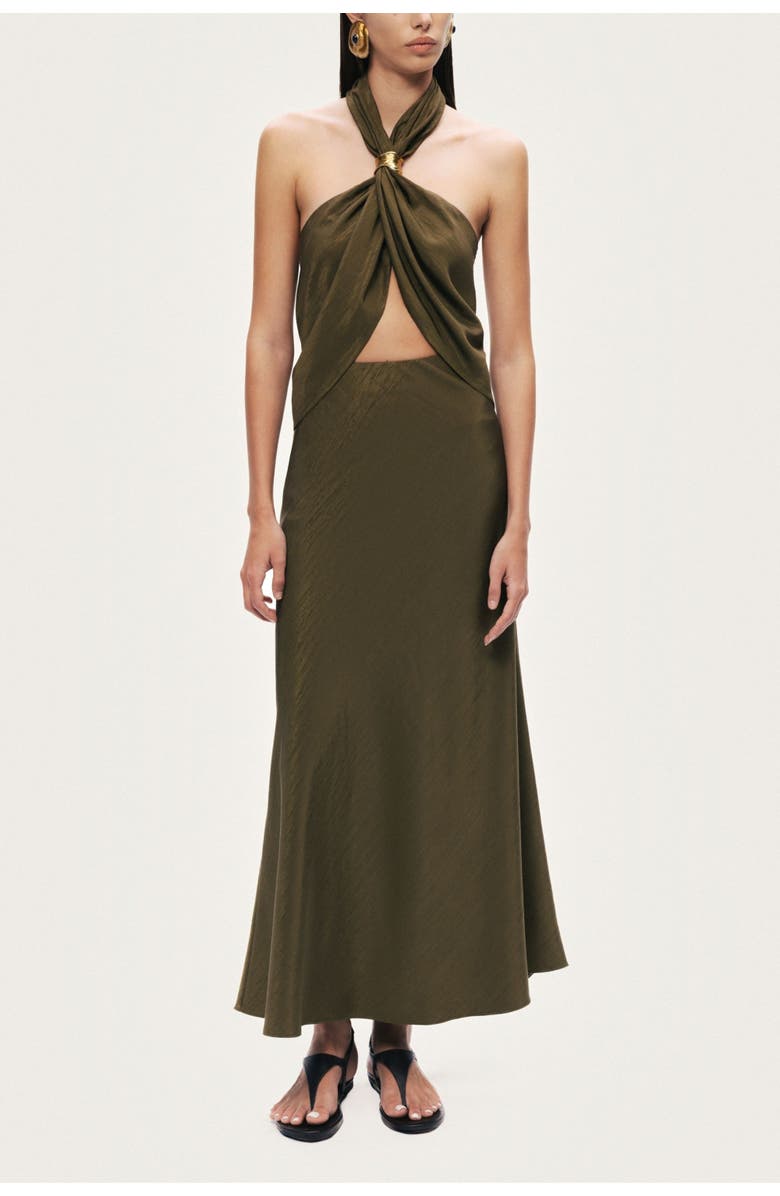 Nocturne Twist Halter Neck Bustier, Alternate, color, Khaki