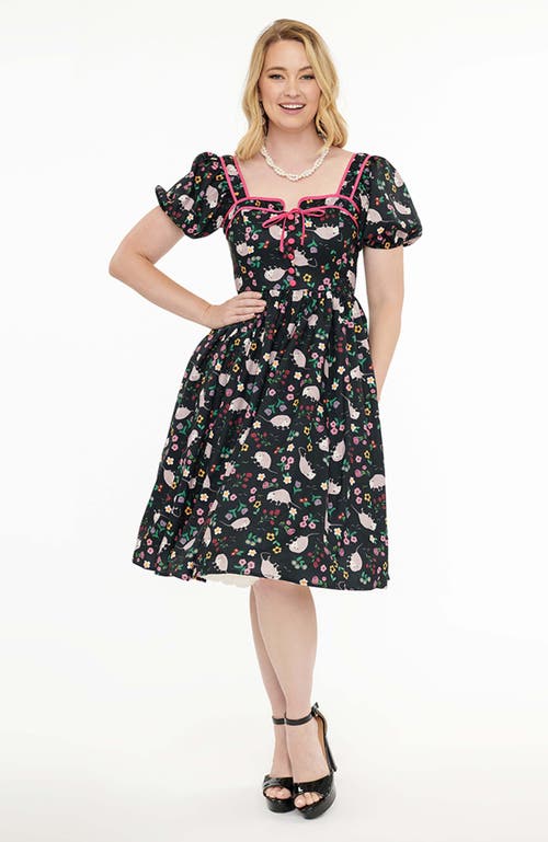 UNIQUE VINTAGE UNIQUE VINTAGE 1940S SWEETHEART BUTTON FRONT SWING DRESS