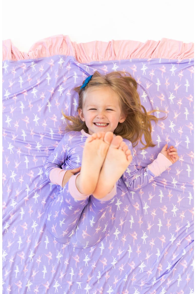 Lillian Ballerinas Ruffle Toddler Blanket, Alternate, color, Purple