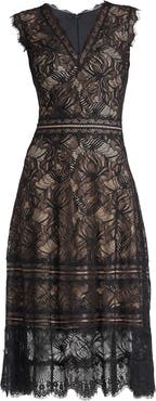 Tadashi Shoji Lace V-Neck A-Line Dress
