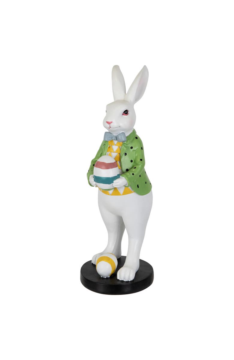 Northlight Rabbit Holding Easter Egg Outdoor Garden Statue - 11.5" - White, Alternate, color, Multi