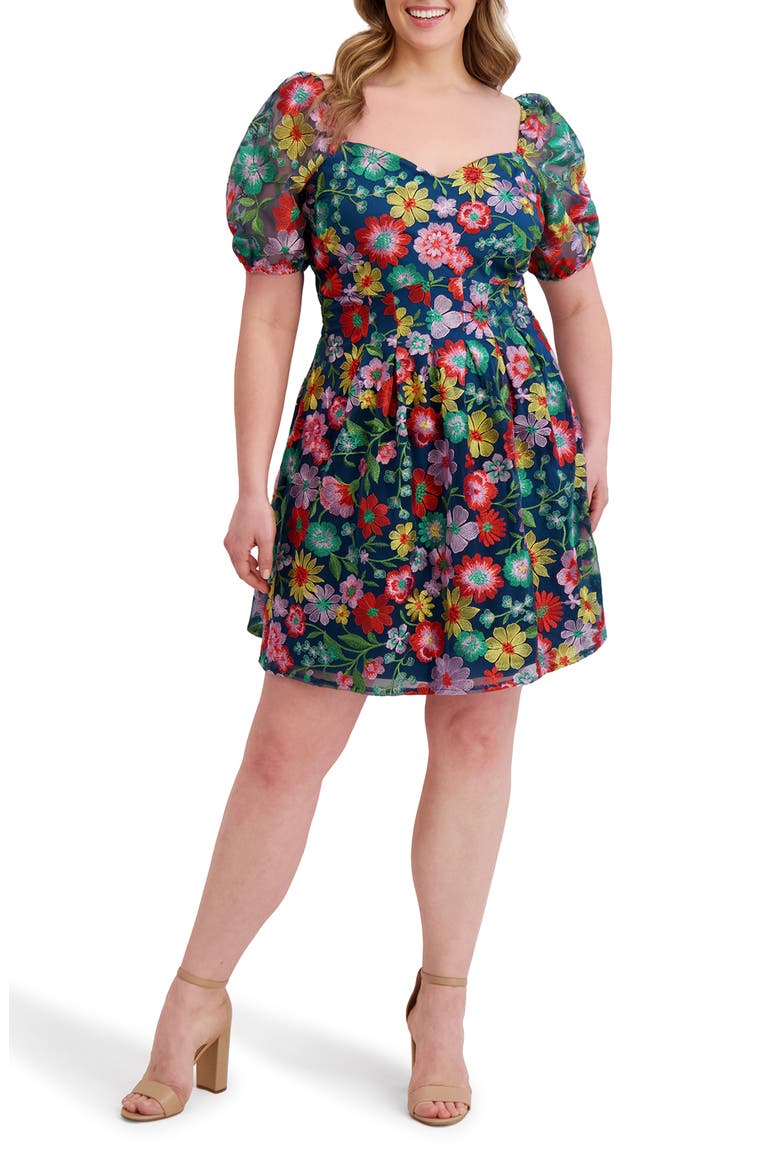 Floral Print Fit & Flare Minidress, Main, color, MULTI