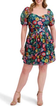 Kensie Floral Print Fit & Flare Minidress