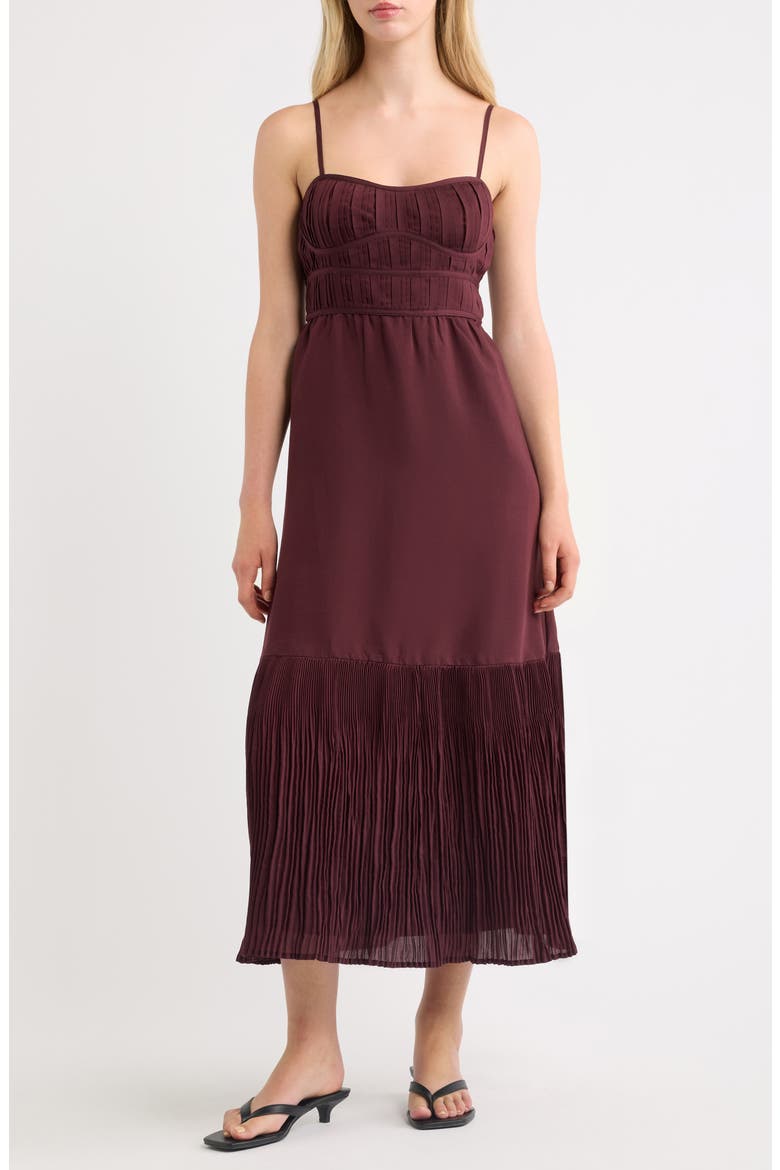 Pleated Sleeveless Maxi Dress, Main, color, WINE
