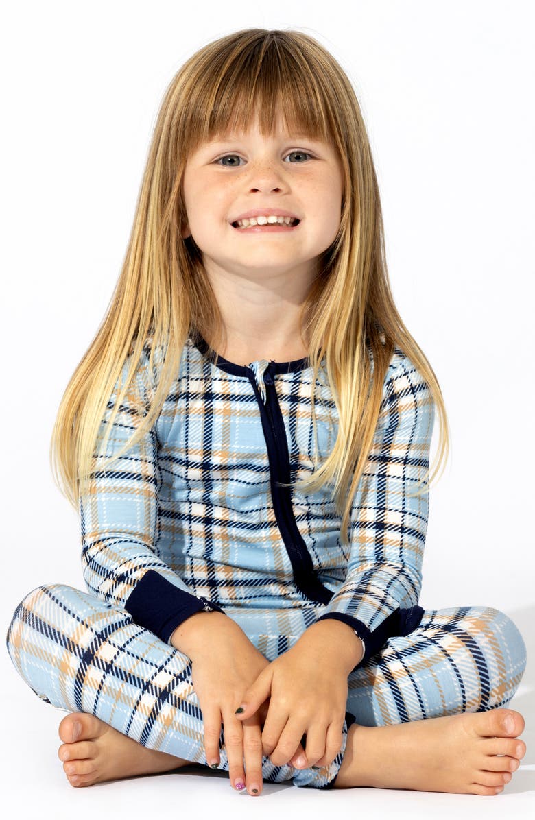 Bellabu Bear Plaid Convertible Footie Pajamas, Alternate, color, Blue