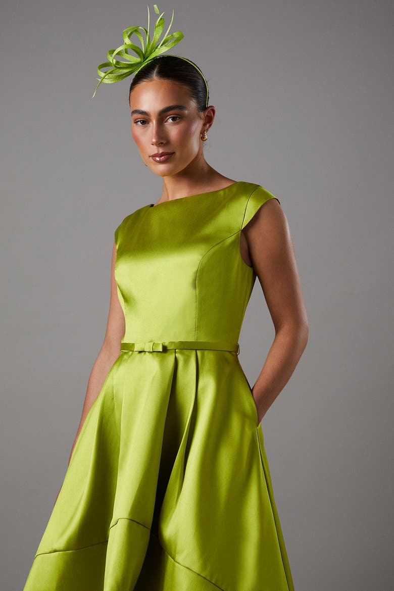 High Low Twill Midi Dress, Alternate, color, Chartreuse