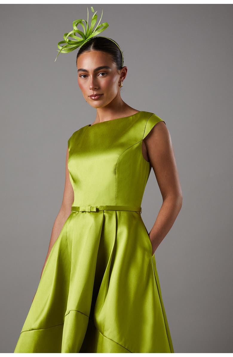 Coast High Low Twill Midi Dress, Alternate, color, Chartreuse