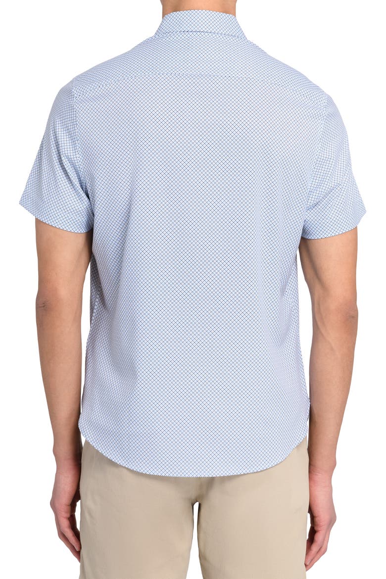 Slim Fit 4-Way Stretch Short Sleeve Button-Up Shirt, Alternate, color, WHITE/ BLUE