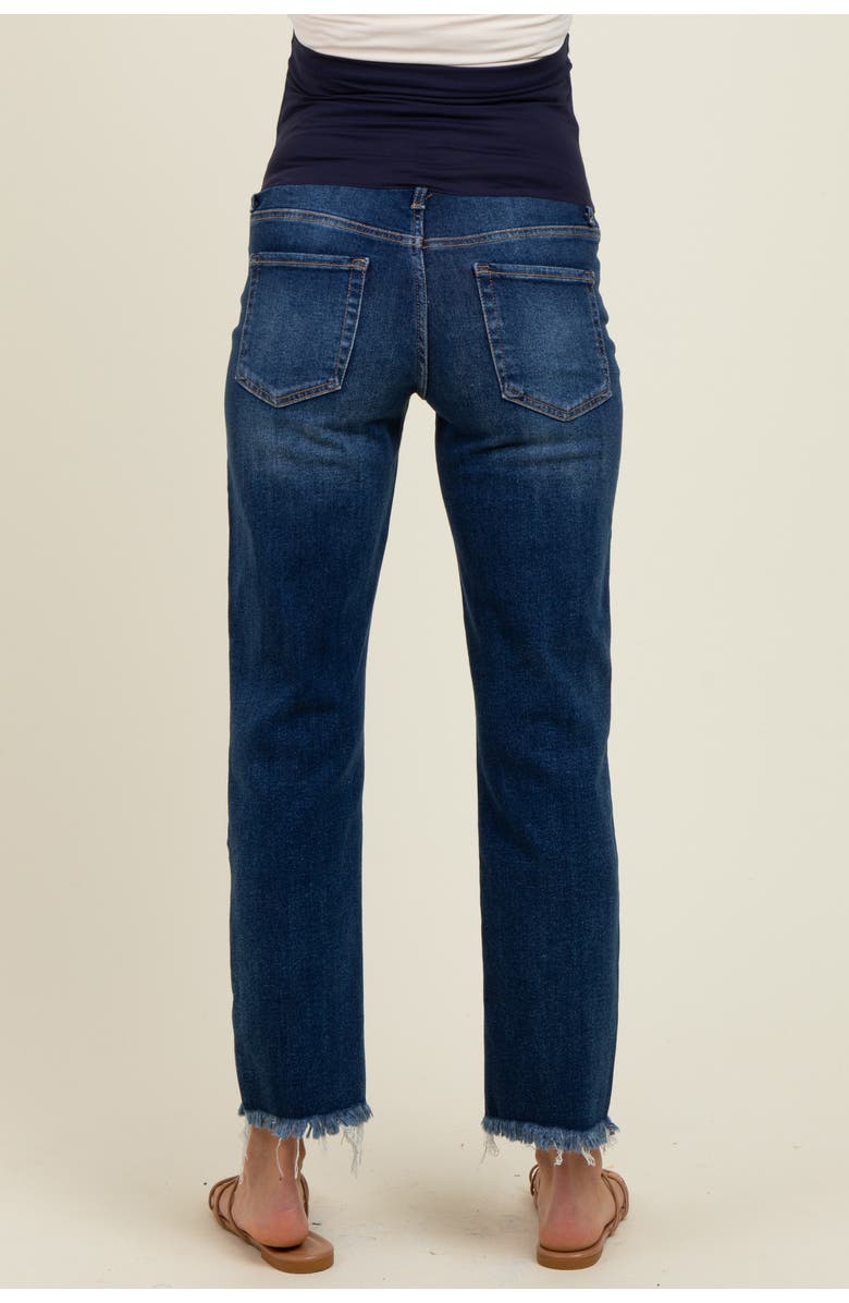 PinkBlush Fringe Hem Cropped Straight Leg Maternity Jeans, Alternate, color,
