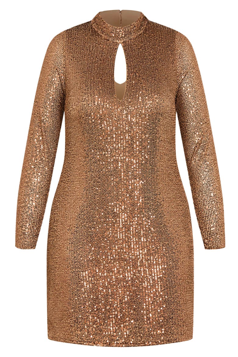 Lumina Sequin Long Sleeve Body-Con Dress, Alternate, color, SHIMMER