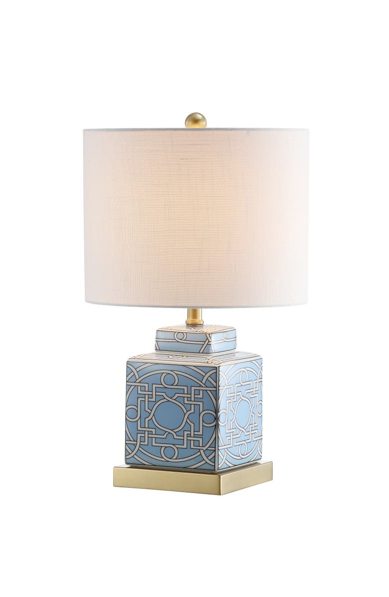 JONATHAN Y Catherine Ceramic/Metal Ginger Jar LED Table Lamp, Main, color, Blue/White