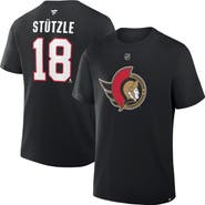 FANATICS Men's Fanatics Tim Stutzle Black Ottawa Senators Authentic Stack Name & Number T-Shirt