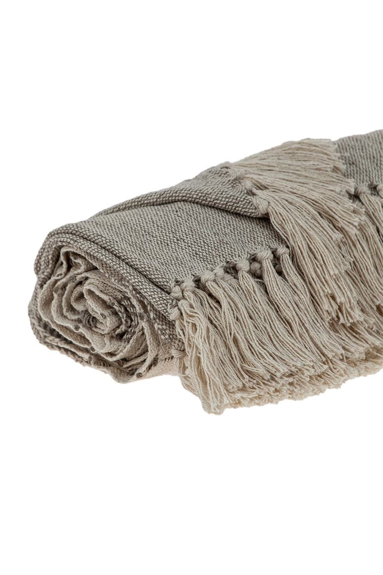 Ishan Eclectic Beige 52" x 67" Woven Handloom Throw, Alternate, color, BEIGE