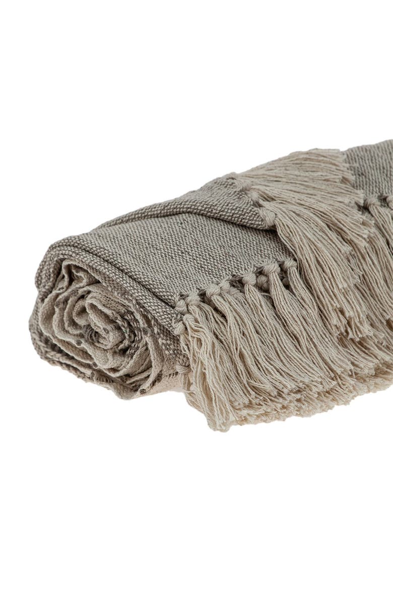 PARKLAND COLLECTION Ishan Eclectic Beige 52" x 67" Woven Handloom Throw, Alternate, color, Beige
