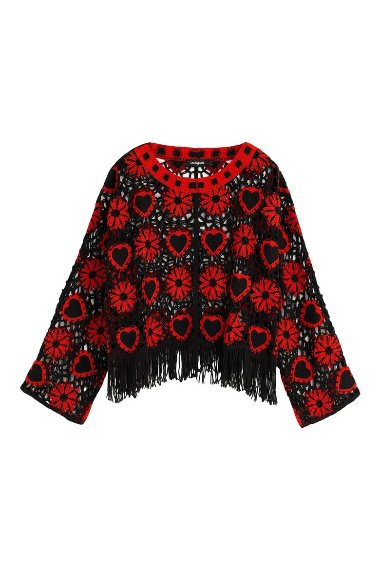 Fringe Sweater, Alternate, color, BLACK