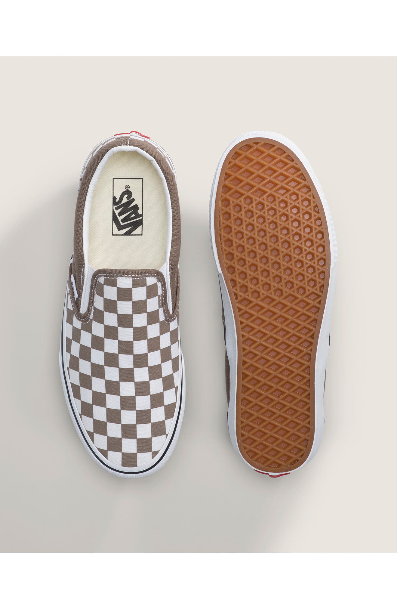 Vans Classic Slip-On Sneaker, Alternate, color, Checkerboard Walnut