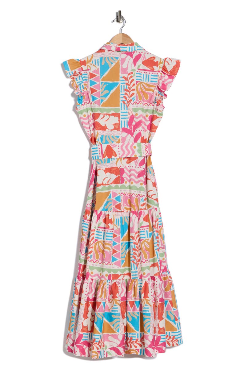 FLYING TOMATO Cap Sleeve Cotton Shirtdress, Alternate, color, Multi Print