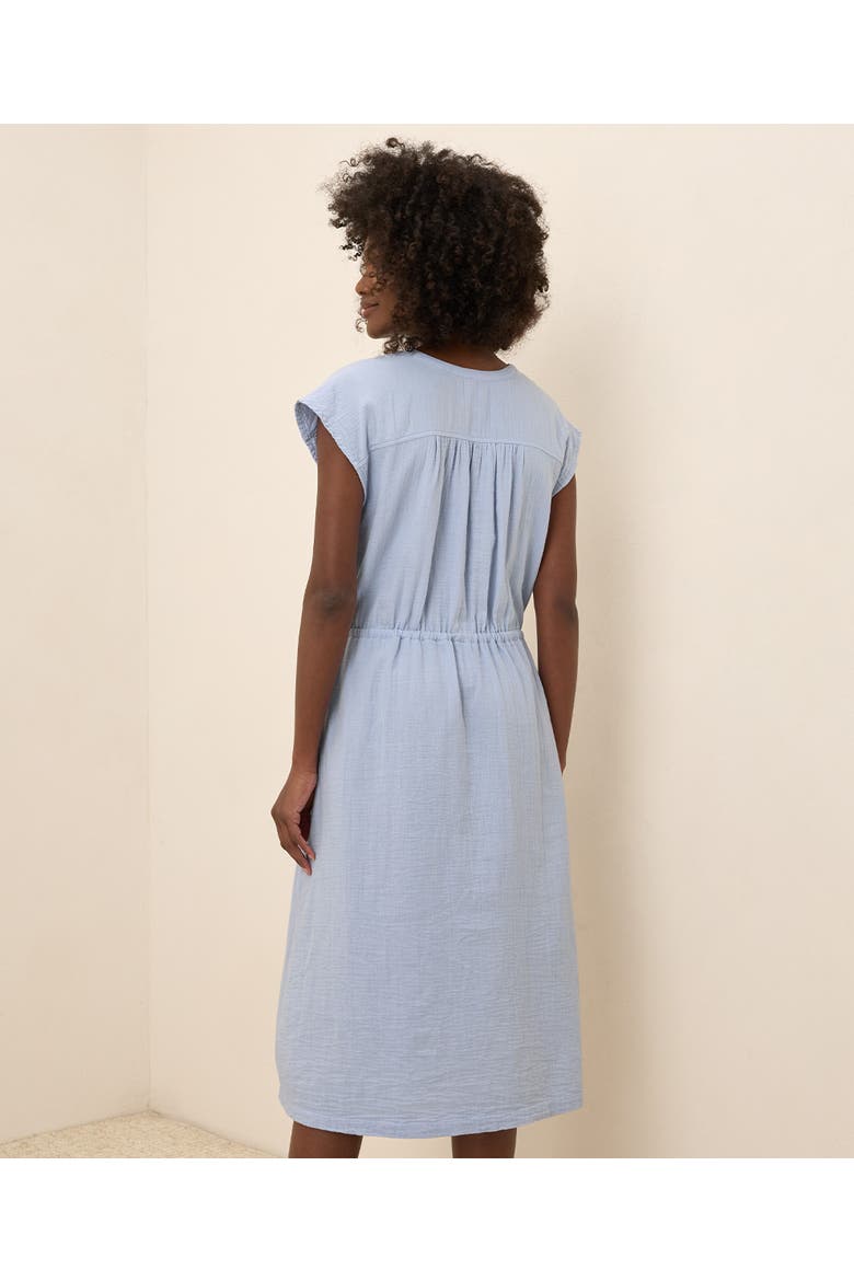 Organic Cotton Coastal Double Gauze Tie Waist Midi Dress, Alternate, color, Cornflower Blue
