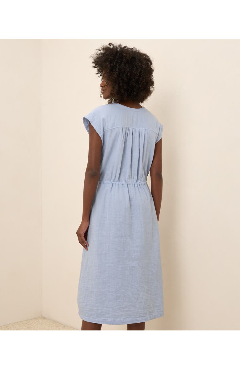 Pact Organic Cotton Coastal Double Gauze Tie Waist Midi Dress, Alternate, color, Cornflower Blue