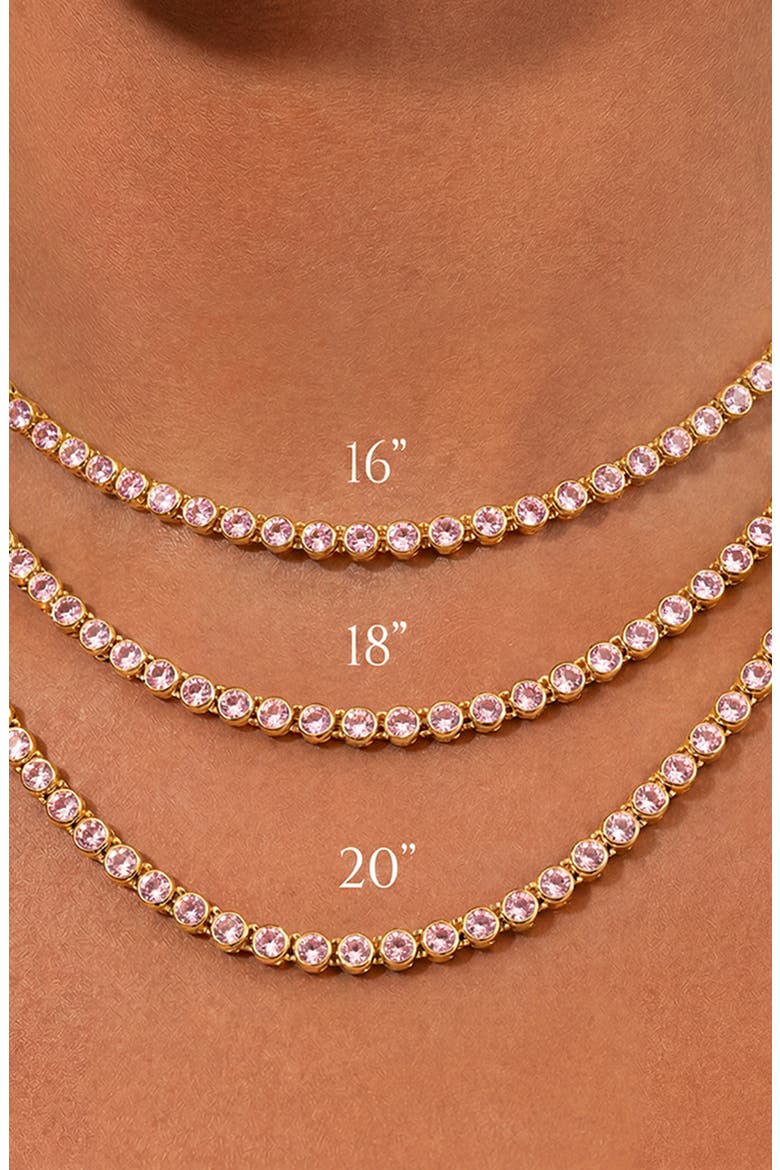 Helene Bezel Cubic Zirconia Tennis Necklace, Alternate, color, GOLD/ PINK