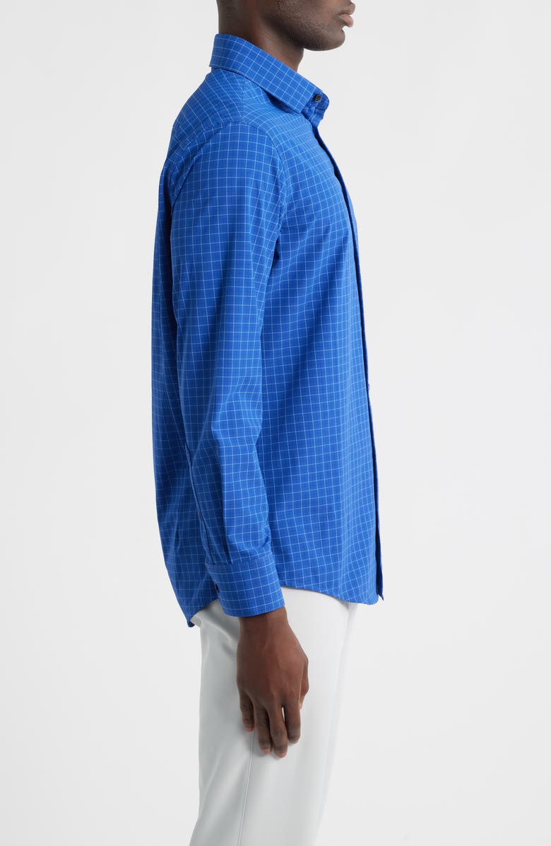 Mizzen+Main Leeward No Tuck Trim Fit Plaid Performance Button-Up Shirt, Alternate, color, Cobalt Manor Plaid
