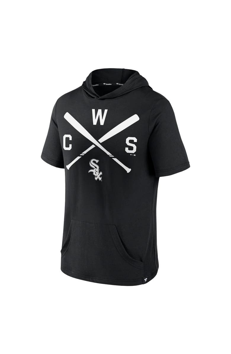 FANATICS Men's Fanatics Branded Black Chicago White Sox Iconic Rebel Short Sleeve Pullover Hoodie, Alternate, color, Black
