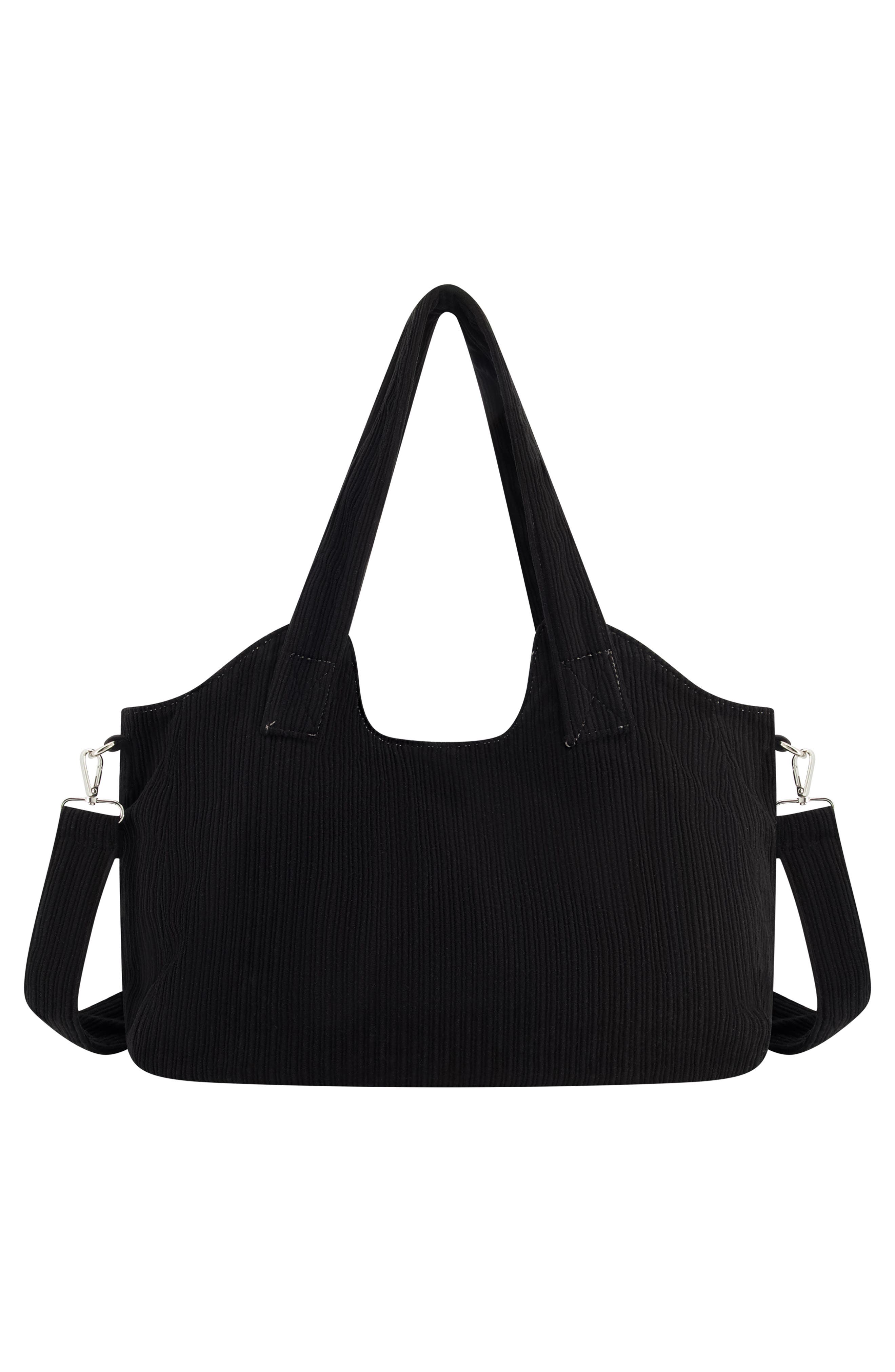 True Religion Horseshoe Stitch Corduroy Satchel, Alternate, color, Black