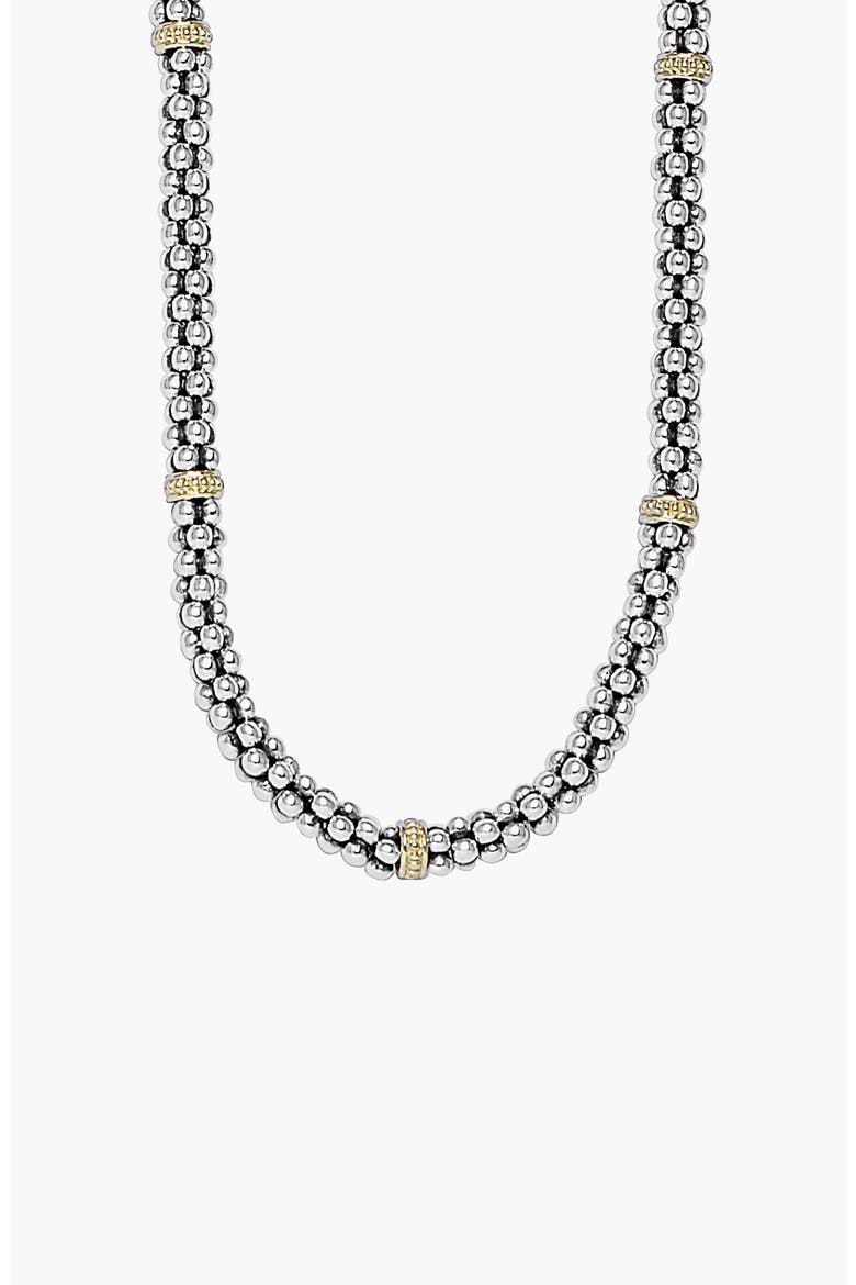 Two-Tone Caviar Beaded Necklace, Alternate, color, SILVER/ GOLD