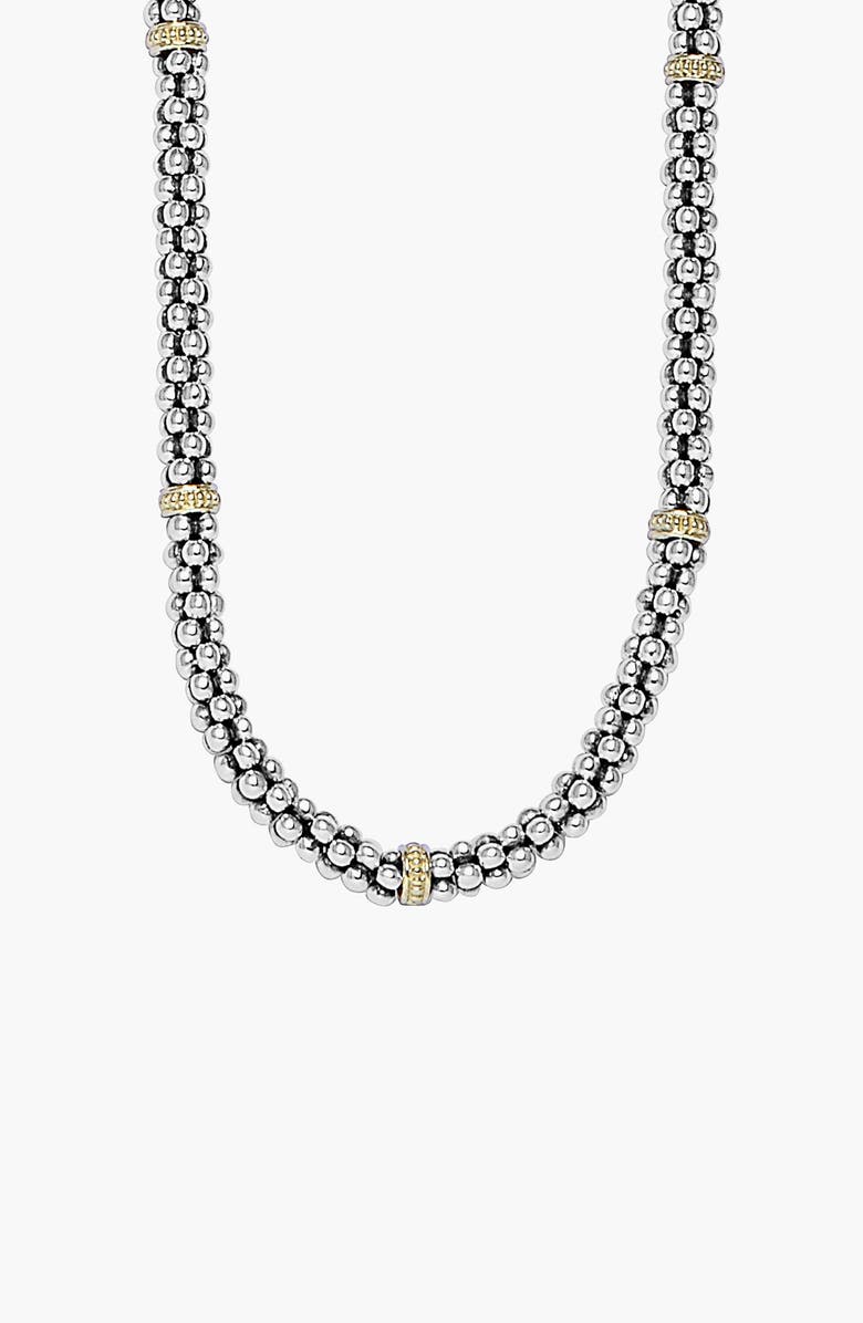 LAGOS Two-Tone Caviar Beaded Necklace, Alternate, color, Silver/ Gold