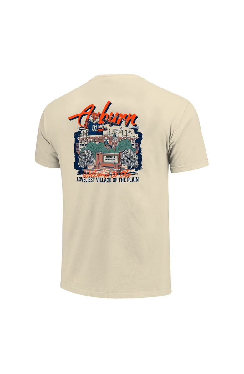 IMAGE ONE Men's Image One Natural Auburn Tigers Comfort Colors Hand-Drawn Campus Stack T-Shirt, Alternate, color, Natural