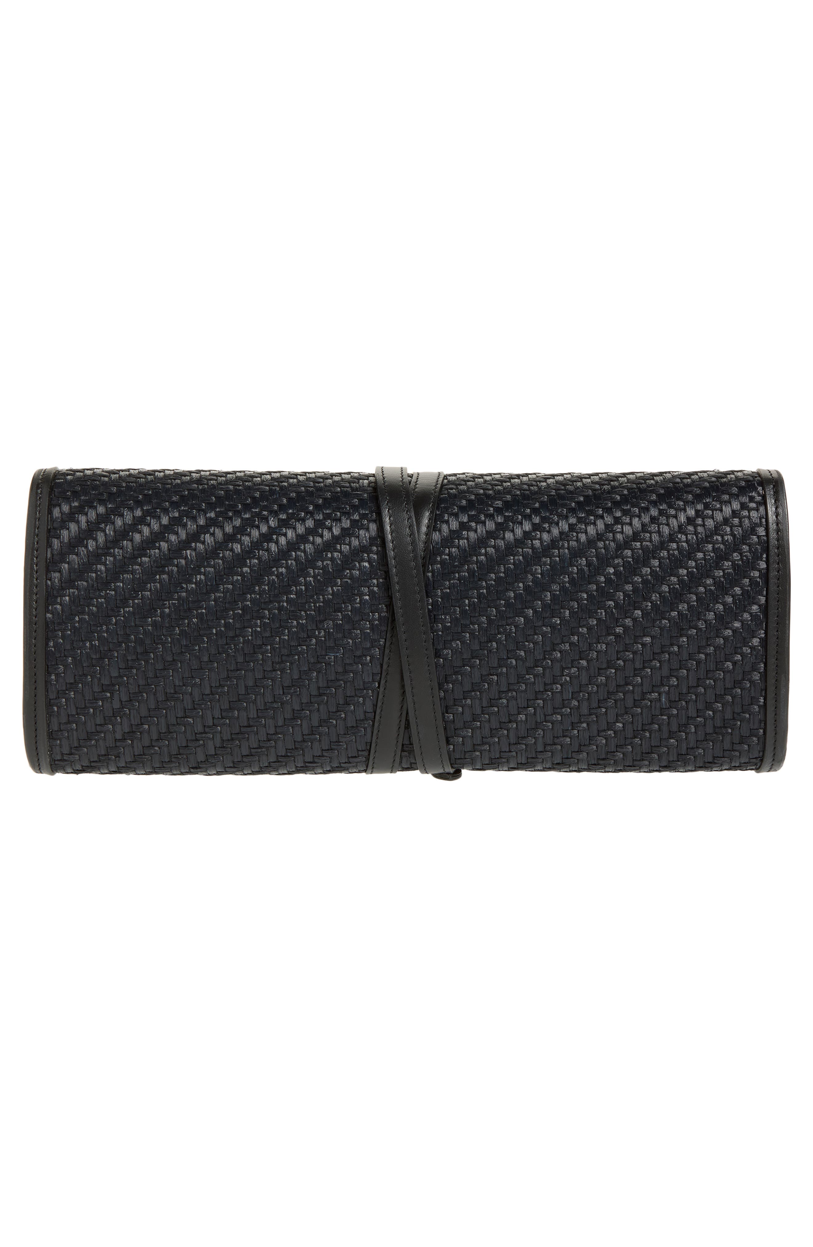 LIFFNER Belted Raffia Clutch, Alternate, color, Black