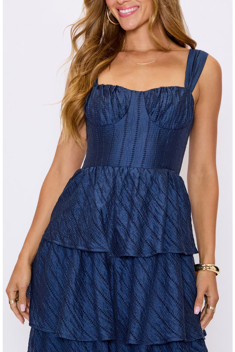 Celeste Ladder Stitch Detail Tiered Dress, Alternate, color, NAVY