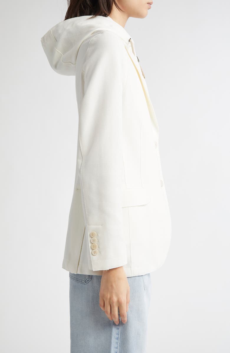 Eleventy Cotton Blend Knit Blazer with Removable Hooded Bib, Alternate, color, White