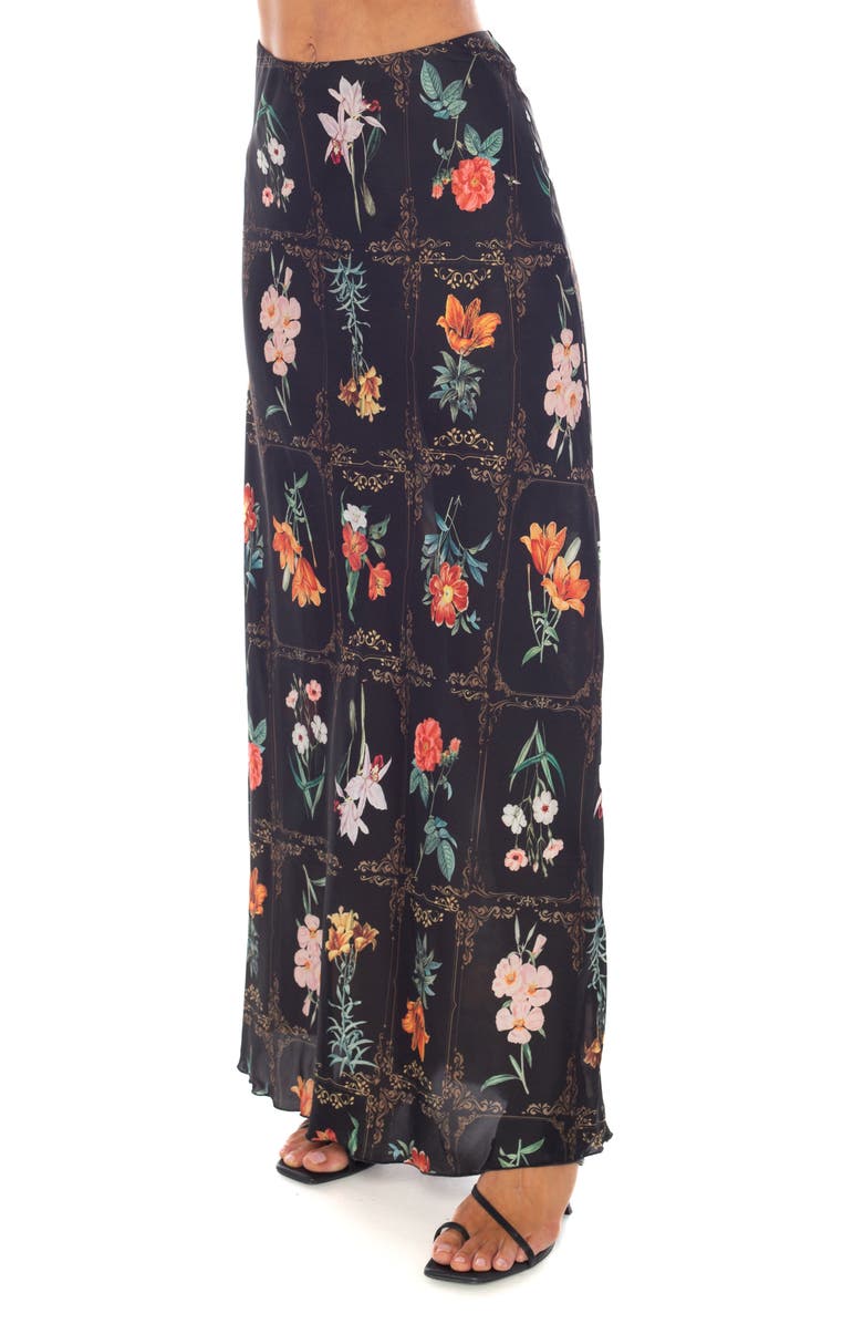 TASH AND SOPHIE Floral Satin Maxi Skirt, Alternate, color, 