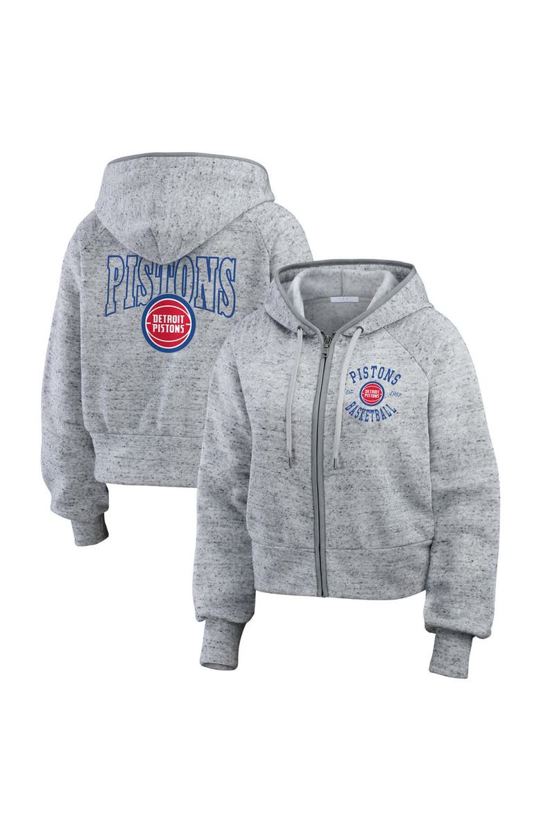 WEAR by Erin Andrews Women's WEAR by Erin Andrews Heather Gray Detroit Pistons Speckled Radiator Full-Zip Hoodie, Alternate, color, Heather Gray