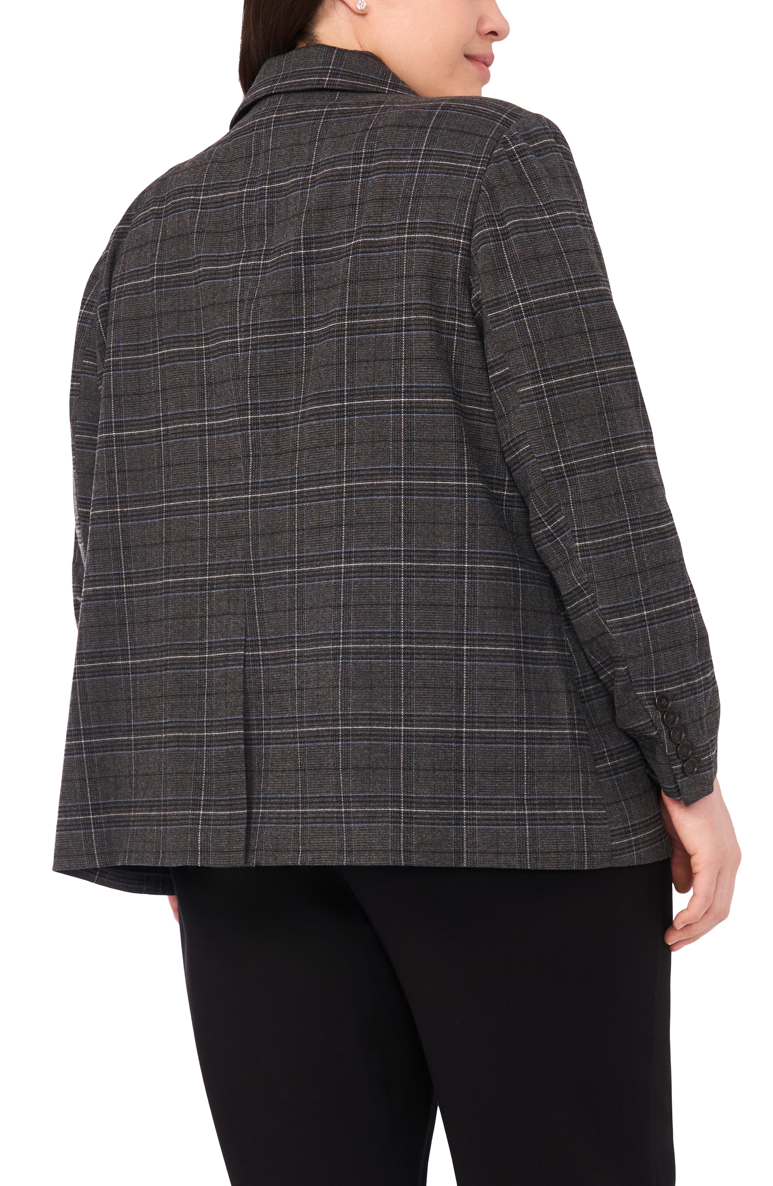 Plaid Scrunch Sleeve Blazer - image 2