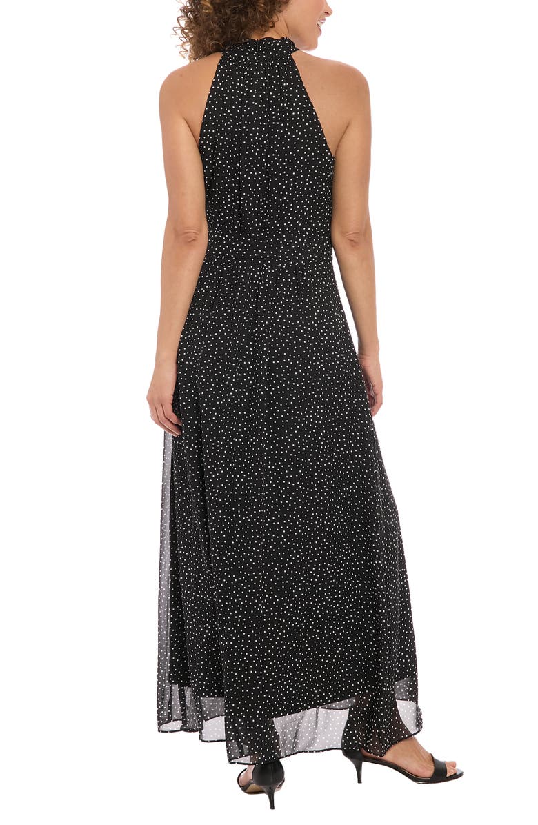 London Times Polka Dot Chiffon Maxi Dress, Alternate, color, Black/ White