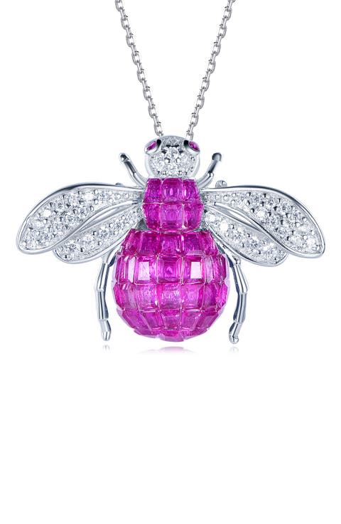 Cubic Zirconia Bumblebee Pendant Necklace