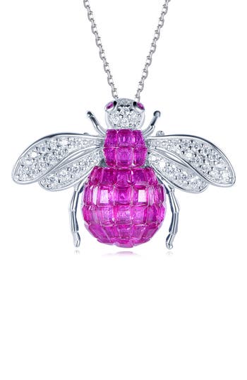 Suzy Levian Cubic Zirconia Bumblebee Pendant Necklace