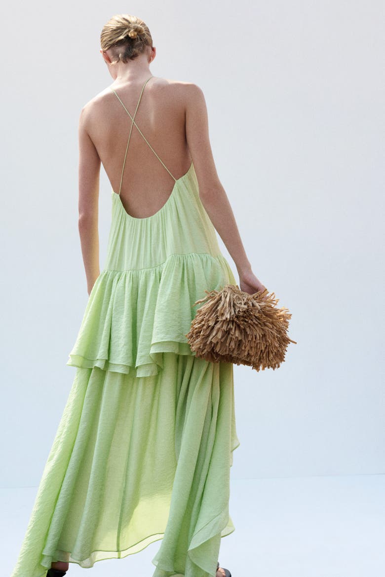 Tiered High-low Dress, Alternate, color, Light green