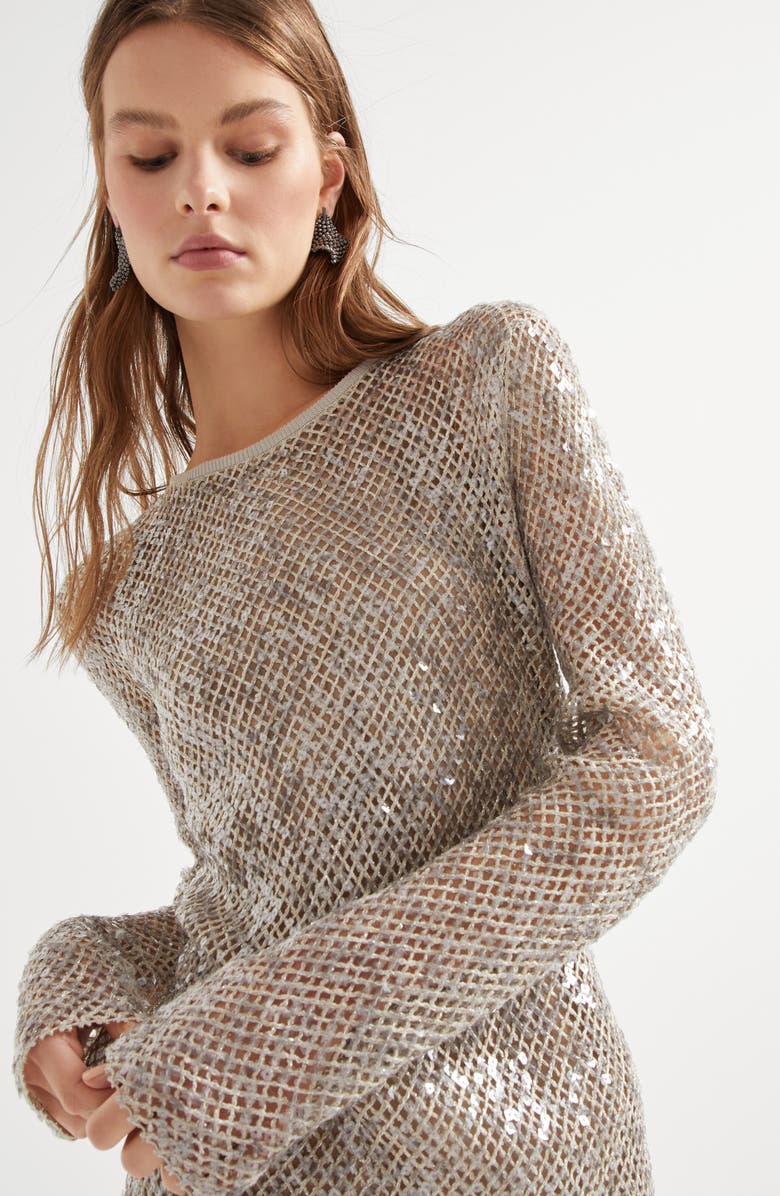 Brunello Cucinelli Dazzling Net Embroidery dress, Alternate, color,