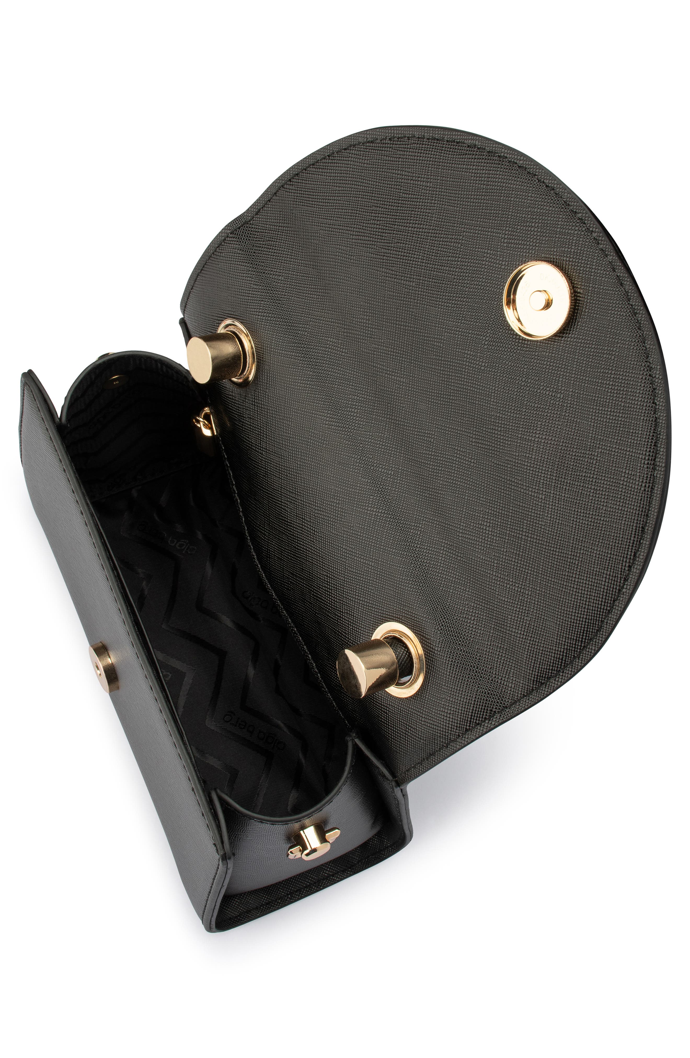 Olga Berg Sasha Faux Leather Top Handle Bag, Alternate, color, Black