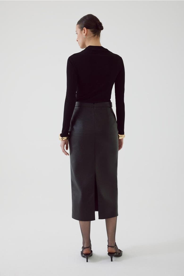 Alok Leather Skirt, Alternate, color, BLACK