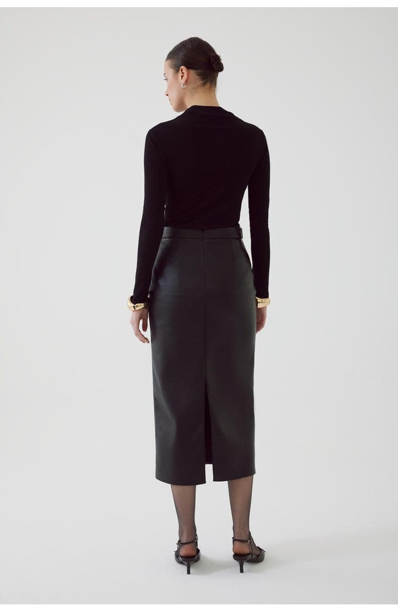 Exquise Alok Leather Skirt, Alternate, color, Black