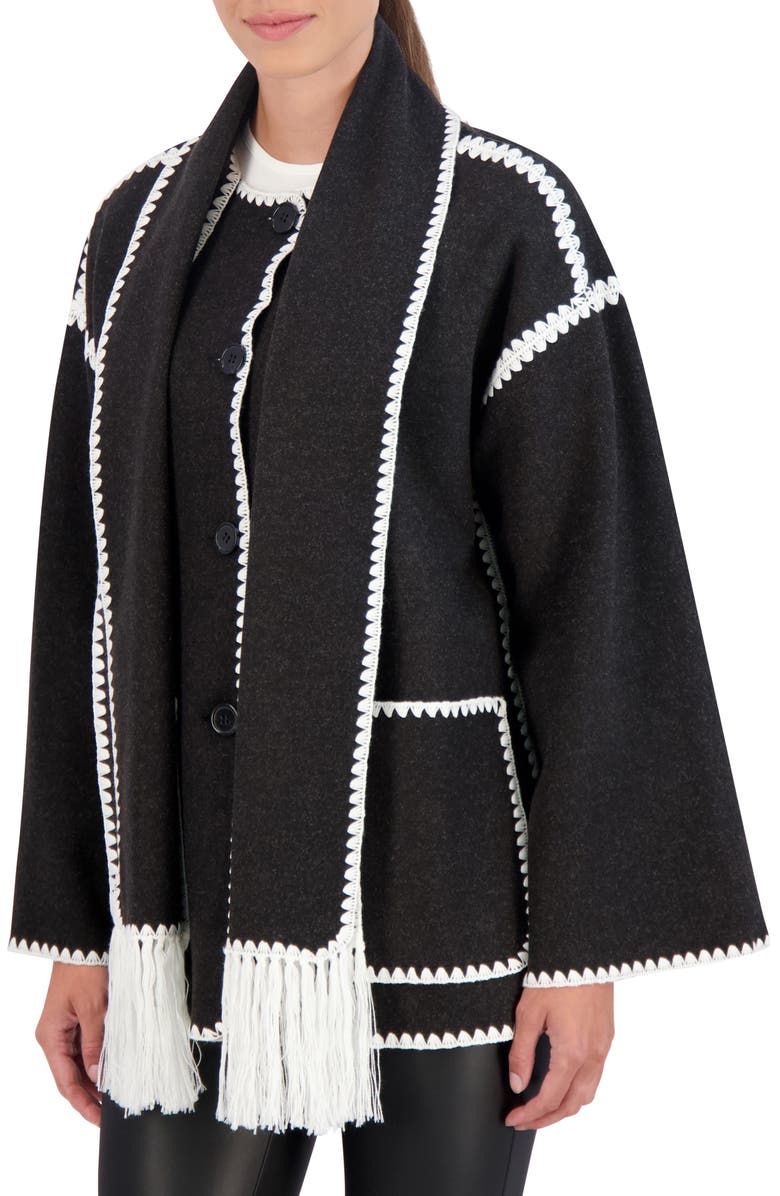 Ookie & Lala Faux Wool Scarf Coat, Alternate, color, Dark Charcoal